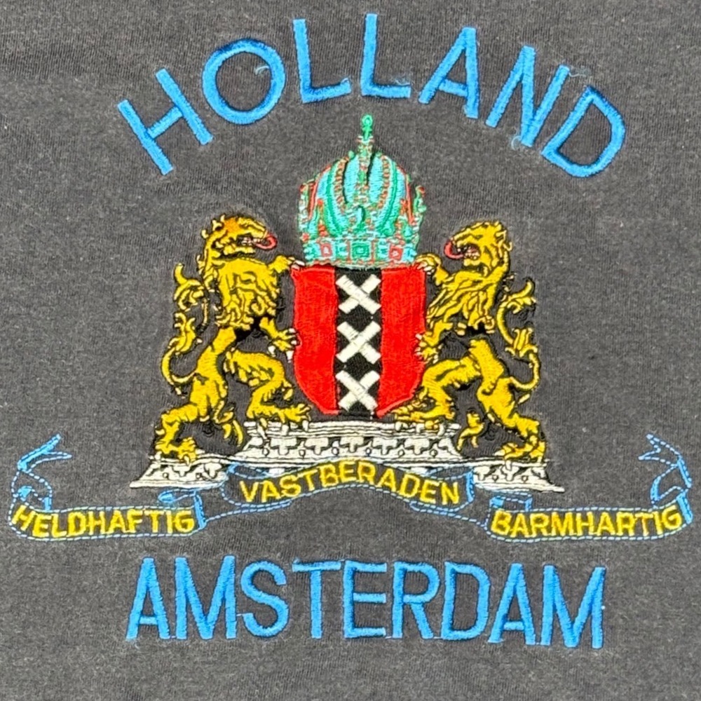 Vintage Holland Amsterdam Crest Graphic T Shirt Gray‎ Tourist Tee Small - Picture 2 of 8
